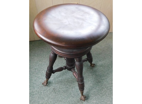 1920's Merriam And Co - Piano Stool With Claw And Glass Ball Feet