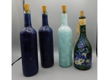 Lot Of 4 Colorful Decorative Bottles - 3 With Lights