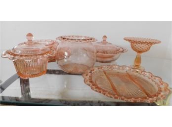 Vintage Pink Depression Glass Dinnerware Set