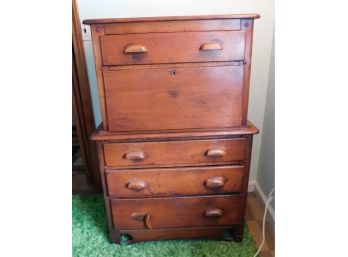 Antique Wooden Dresser/Secretary Laptop Desk With 4 Drawers And Pull Out Storage Organizer