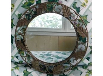 Lovely Indoor/Outdoor Mirror With Decorative Iron Leaf Design Frame