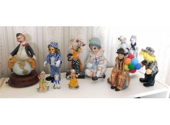 Large Lot Of Assorted Clown Figurines