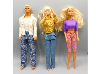 Vintage 1966 Ken Doll And Twist And Turn Barbie Dolls - Lot Of 3