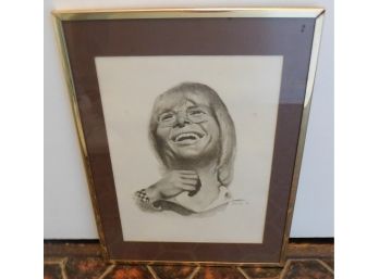 Vintage John Denver Etching Drawing  Framed & Matted Signed Ardis 1976