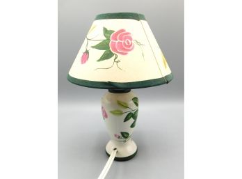 Decorative Table Lamp With Pink Rose Design And Matching Lampshade