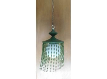 Vintage Swag Bead Lamp Green Mod Beaded Hanging Light