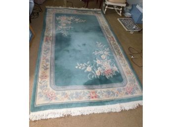 Large Green Area Rug With Floral Pattern