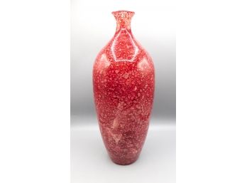 Striking Mid-Century Speckled Large Red Mosaic Glass Vase