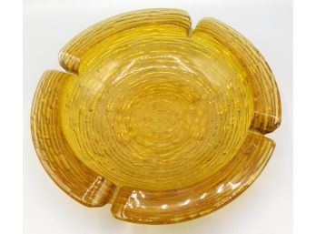 Large Vintage Round Amber Glass Ashtray