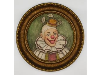 Genuine Artini Happy Clown Engraved 4D Sculpture With Vintage Gold Gilt Custom Frame