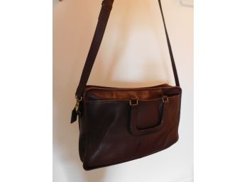Brown Leather Coach Bag With Adjustable Strap
