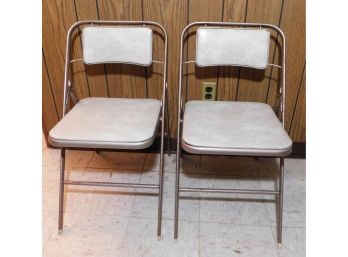 Samsonite Metal Folding Chairs With Vinyl Seat Cushion - Pair Of 2
