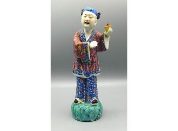 Antique Hand Painted Chinese Famille Rose Porcelain Figurine