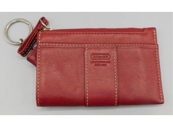 Vintage Coach Red Grain Leather Zip-up Coin Purse