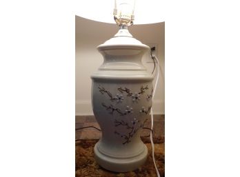 Large Ceramic Table Lamp With Floral Designed Base