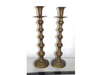 Vintage Brass Candlestick Holders - Made In India