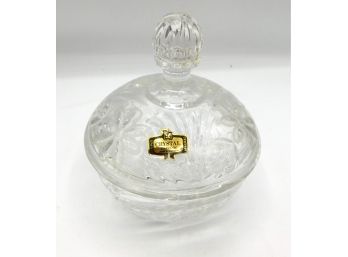 Small Zajecar Crystal Candy Dish With Lid