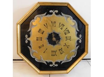 Black & Gold Tone Octagonal Decorative Hanging Wall Clock
