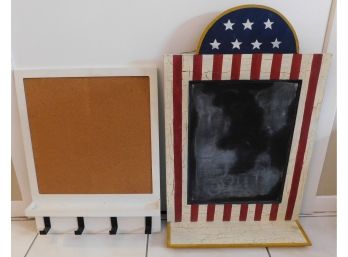 Hanging Cork Board With Hooks & Patriotic Hanging Chalk Board