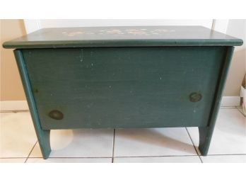 Forrest Green Hand Painted Floral Wooden Storage Trunk
