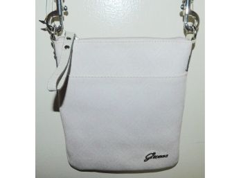 Guess White Crossbody Purse With Cheetah Print Lining