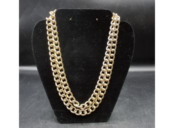 Lord And Taylor Gold Tone Double Chain Statement Necklace