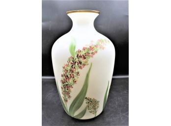 Elegant Vintage Floral Hand Painted  Ceramic Vase
