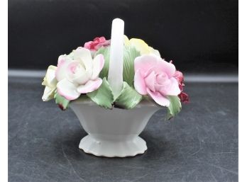 Rare Aynsley Porcelain Flowers Figurine - Fine Bone China England Basket Floral Roses