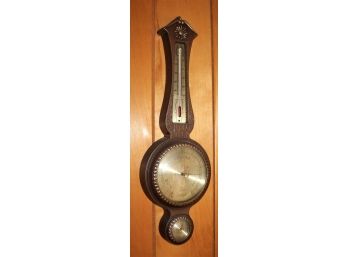 Vintage Taylor Temperature Compensated Barometer Thermomether Cherry Wood