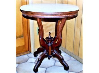 Solid Mahogany Marble Top Side Table