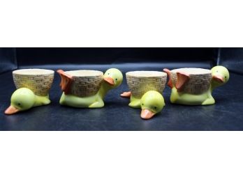 Vintage Set Of Four Hand Painted Ceramic Duck Egg Cups