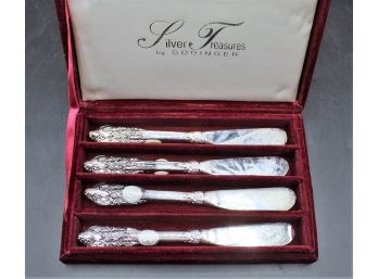 Godinger Silver Treasures Silver Plate Cheese Spreader Knife Set - Set Of 4 W/ Original Box