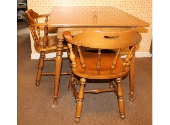 Lovely Ethan Allen Solid Maple Dining Table And Colonial Style Chairs (2)