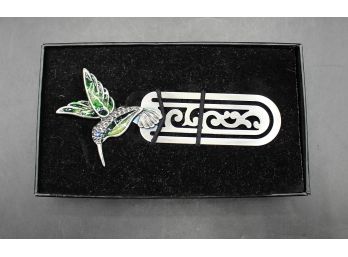 Decorative Hummingbird Metal Bookmark In Original Box