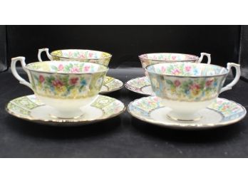 Hudson Middleton Lady Caroline Bone China Teacups And Saucer Sets - 4 Total