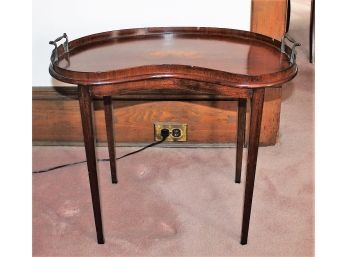 Vintage Walnut Tea Table With Brass Handles