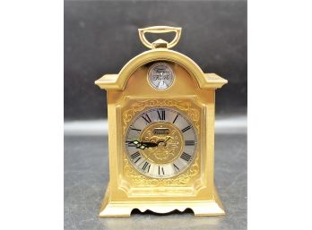 Vintage Tempus Fugit Linden Quartz Alarm Clock - Brass Mantle Style