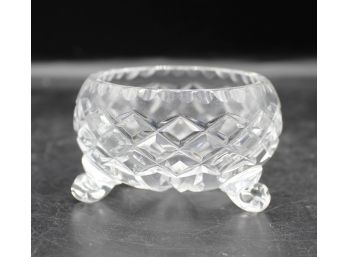 Vintage Crystal Cut Glass Bowl W/ 3 Legs, Thumb Print Diamonds Candy / Trinket Dish