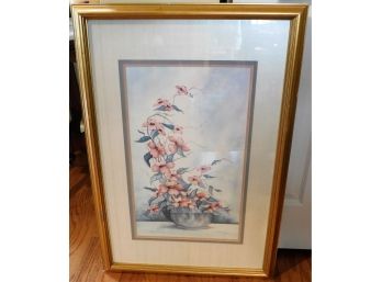 Stunning Floral Lithograph 689 / 1500 By A.R Dollar Custom Gold Tone Frame