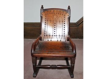 Antique Victorian Pierced Plywood Veneer Bentwood Child's Rocking Chair