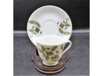 Vintage Porcelain Tea Cup And Saucer W/ Display Stand
