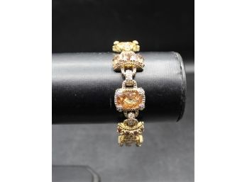 Gold Tone Heart Gemstone Fashion Bracelet
