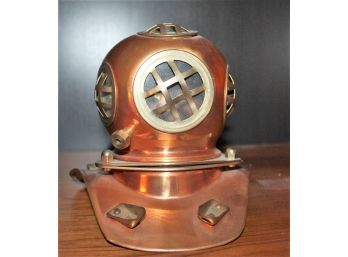 Rare Miniature Copper & Brass Diving Helmet Display