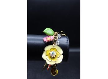 Lord And Taylor Betsey Johnson Floral Charm & Beaded Bracelet