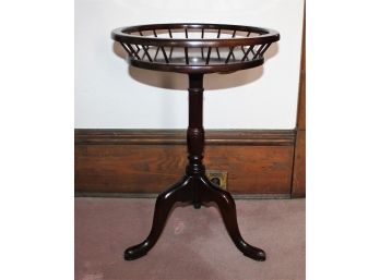 Vintage Schott Furniture Mahogany Basket Top Side Table