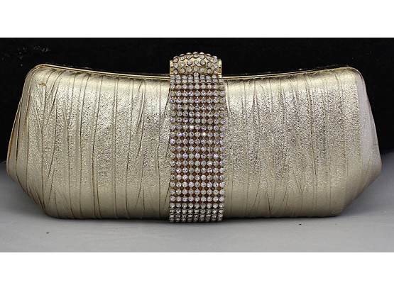 Gold Evening Clutch With Rhinestones