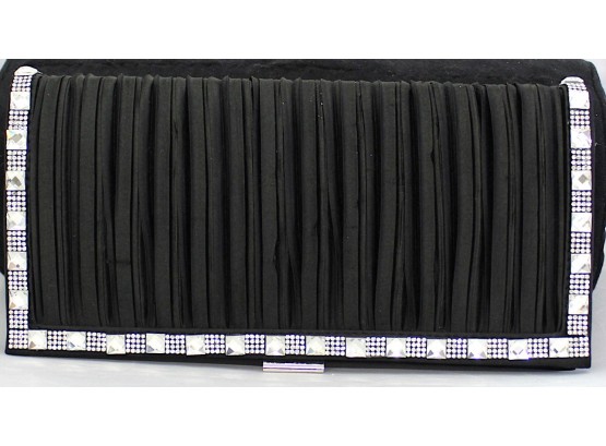 Black Evening Clutch Lined With Rhinestones