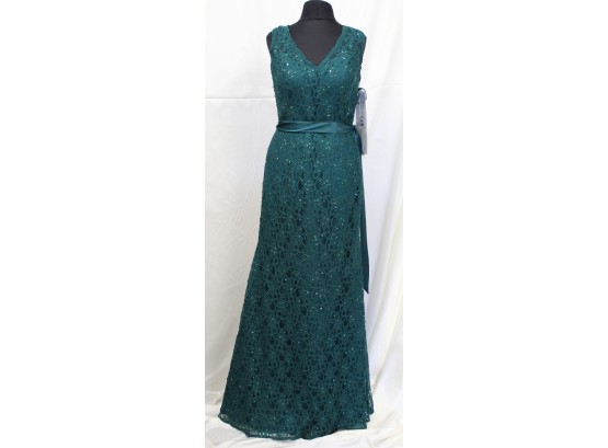 By Morilee Emerald Beaded Lace Dress With Zipper Back
