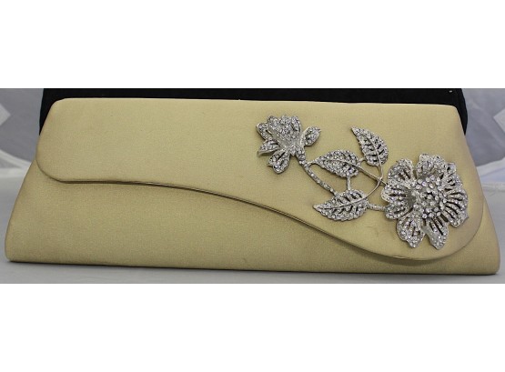 Gold Clutch With Rose Silhouette Rhinestones