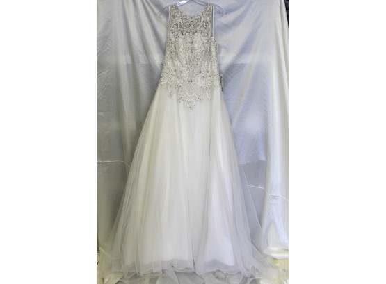 Allure Bridal Gown Features A Simple Crew Neckline Offsets The Ornately Patterned Lace Bodice